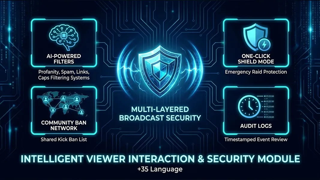 Multi-Layer Stream Security, Shield Mode and Shared Kick Ban